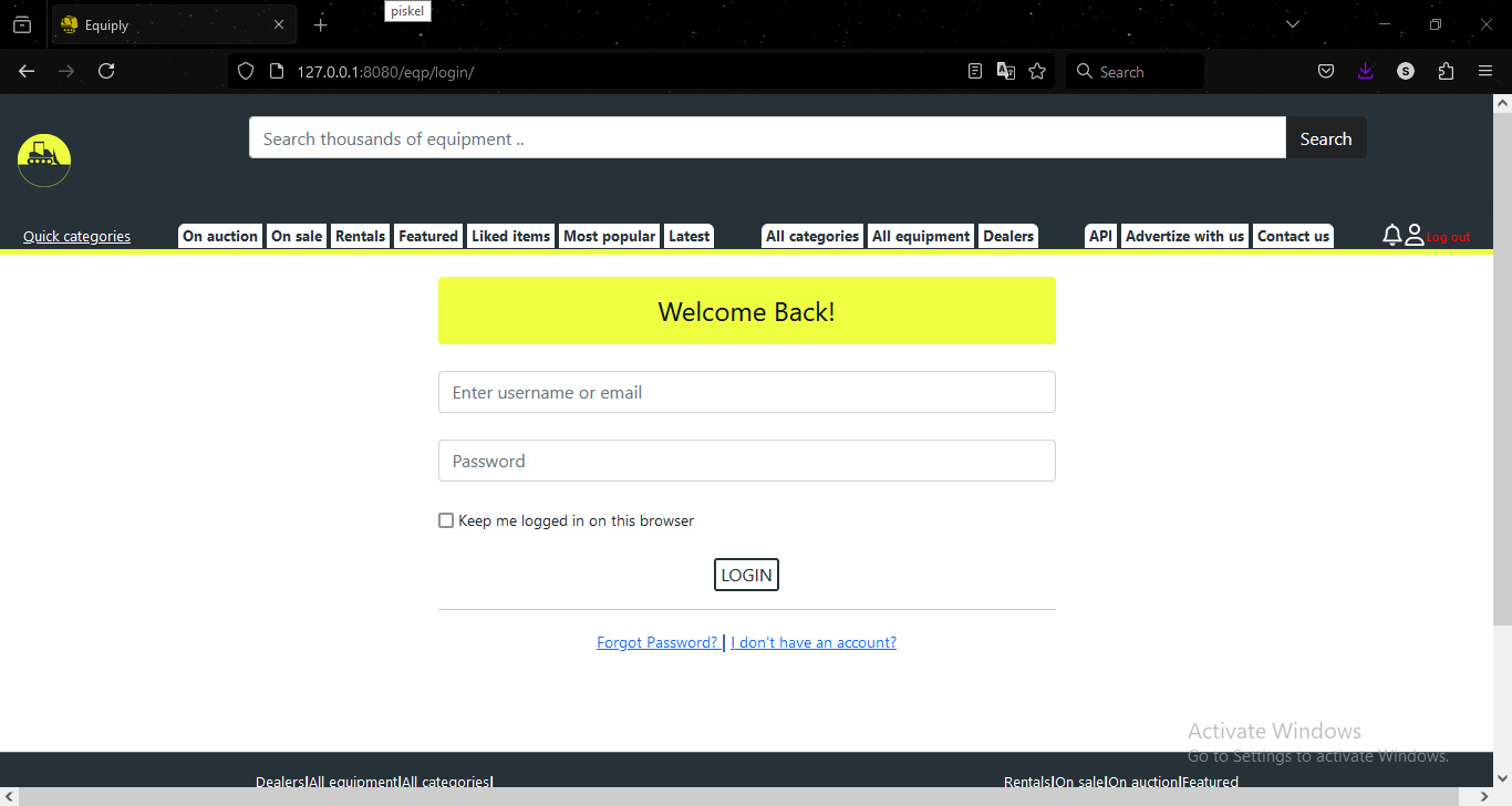 Screenshot of Equiply website
